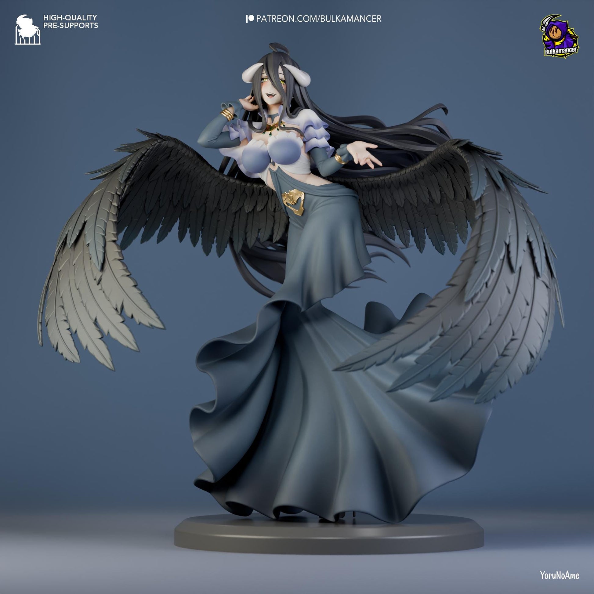 a statue of a woman with wings on her head