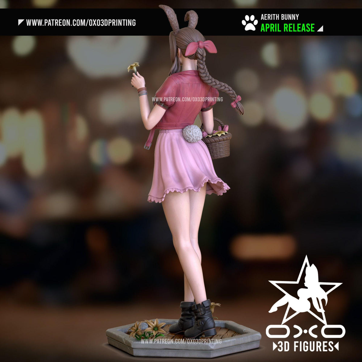 Aerith Bunny NSFW 3D Printed Statue – Mature Final Fantasy Pin-Up Resin Collectible, Made to Order for Adult Collectors