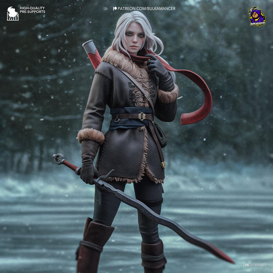 a woman dressed in a costume holding a sword