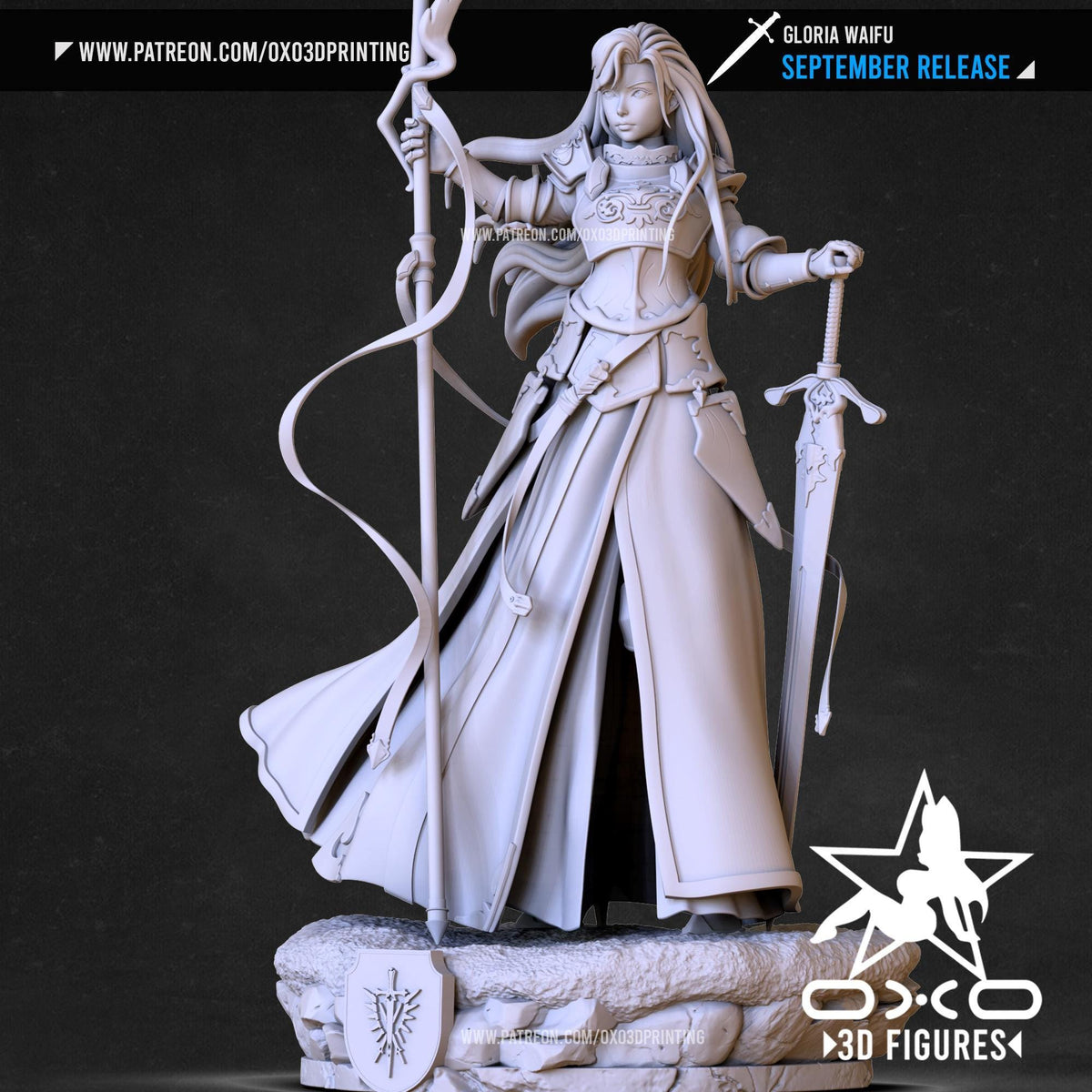 Gloria Warrior NSFW 3D Printed Statue – Mature Anime Maiden Resin Collectible, Made to Order for Adult Collectors & Fans
