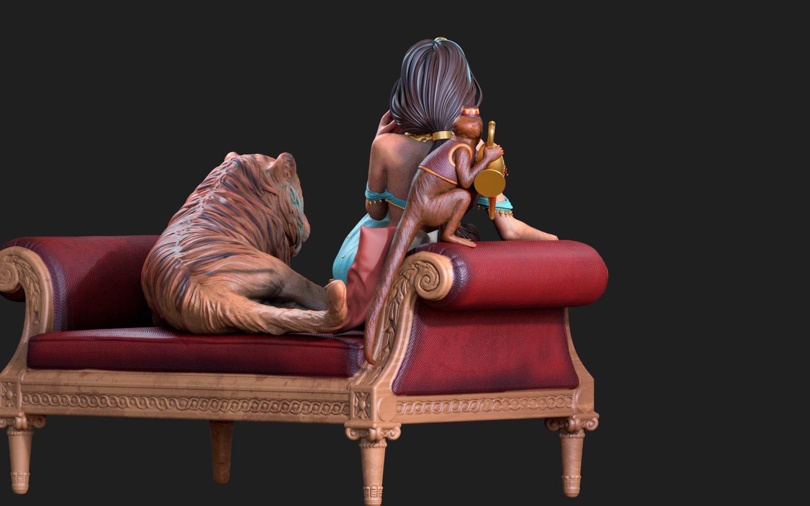 a statue of a woman sitting on top of a chair