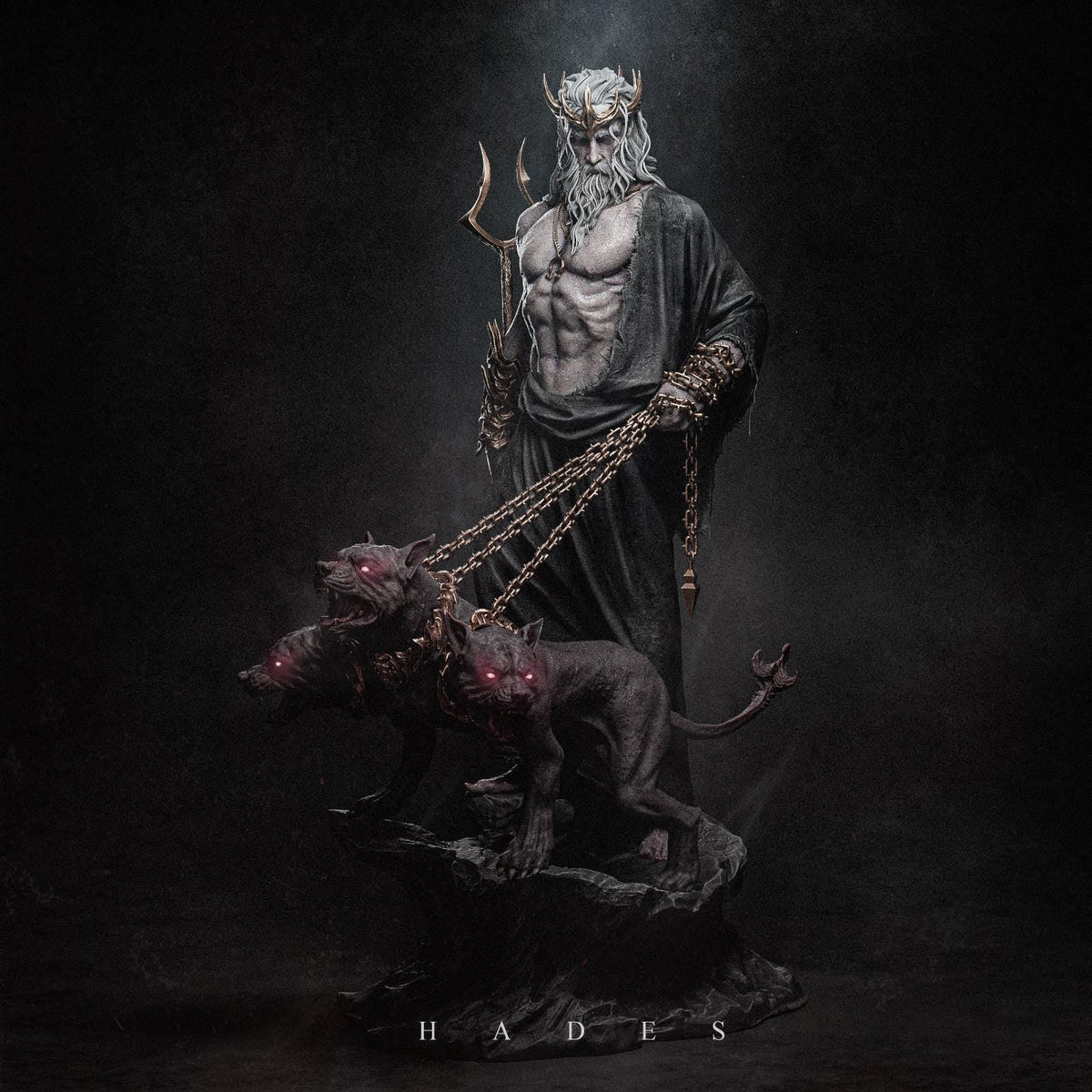a statue of a man with a goat on a chain