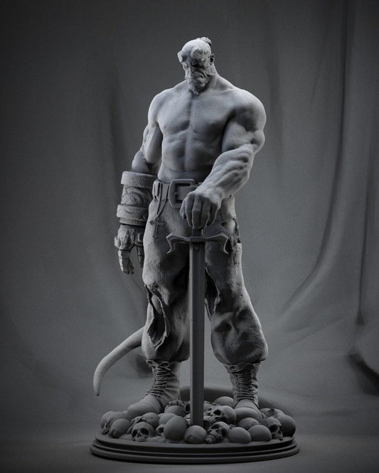 Unleash Big Red: Hellboy 3D Printed Collectible Statue - Hand-Painted Comic Hero Figure