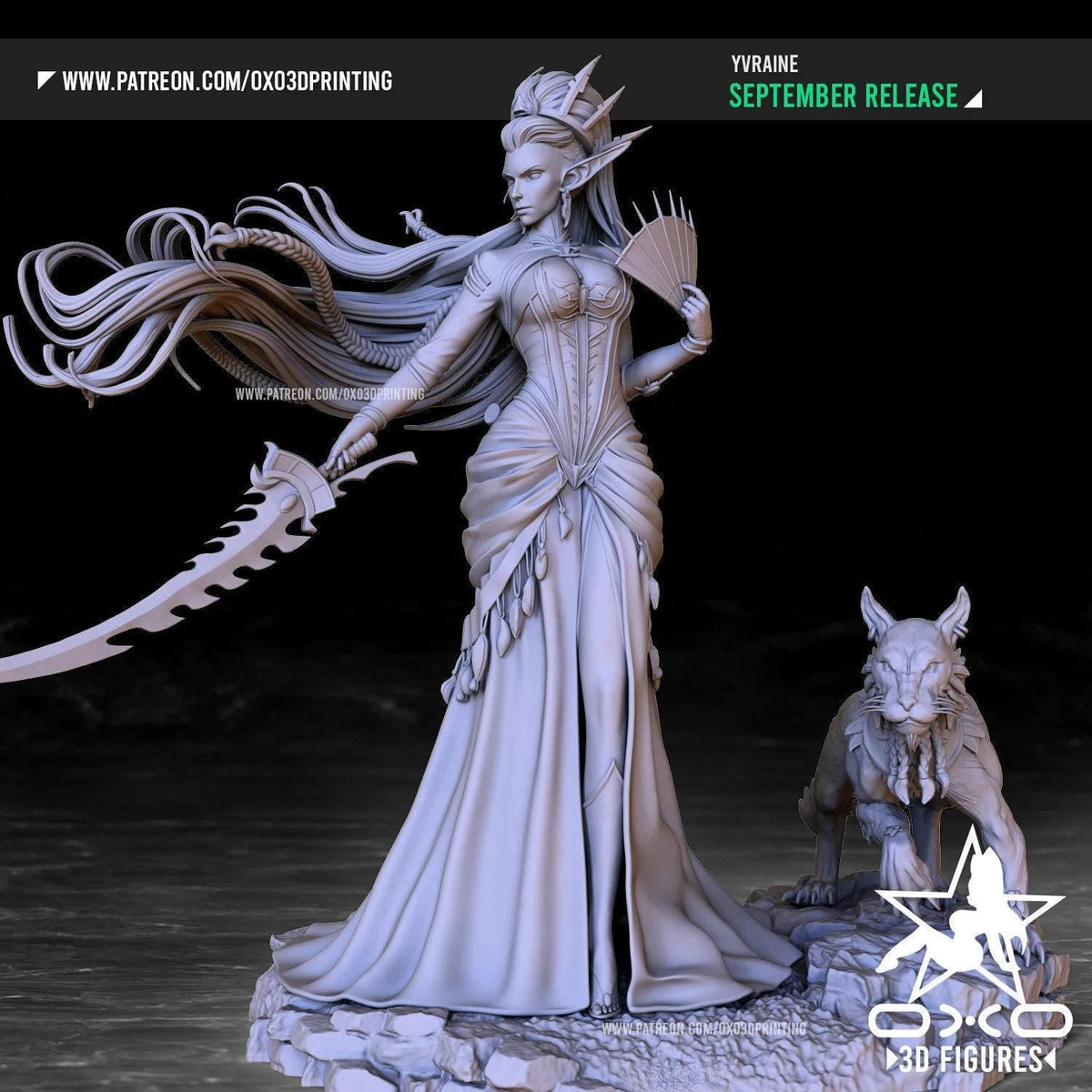 Yvraine NSFW 3D Printed Statue – Mature Eldar Warrior Queen Resin Collectible, Made to Order for Adult Collectors & Fans