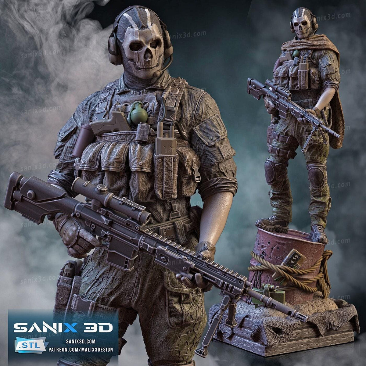 Ghost NSFW 3D Printed Statue – Mature CoD Tactical Operator Resin Collectible, Made to Order for Adult Collectors & Fans