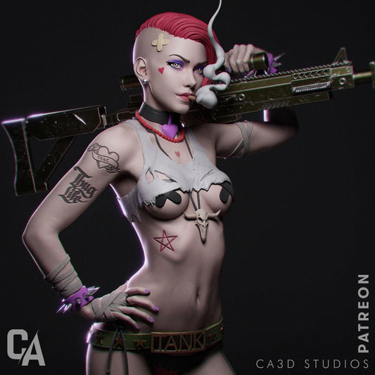 Tank Girl 3D Printed Collectible Figure - Hand Painted or Unpainted Kit for Fans & Collectors