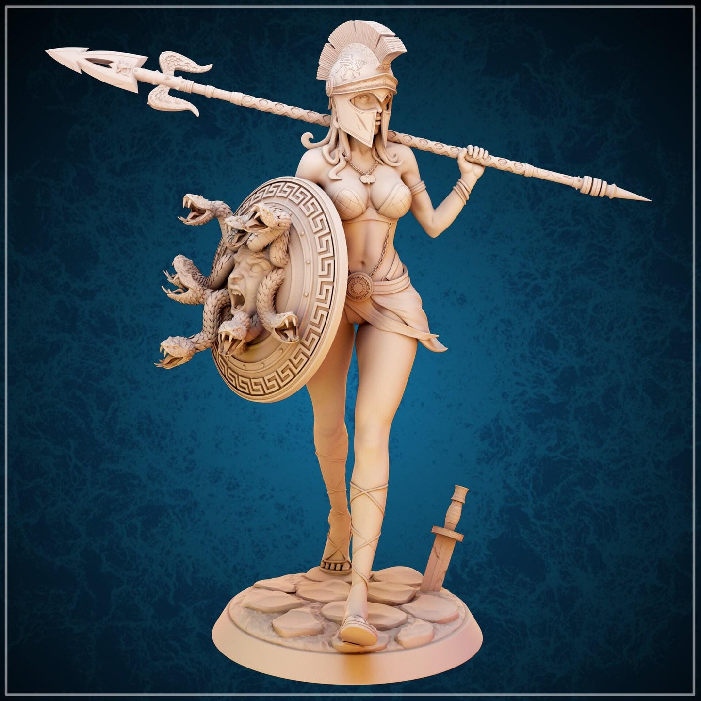 Athae, Greek Warrior 3d printed statue Collectible Miniature figure gift idea nsfw pin up unpainted 35 mm 75 mm