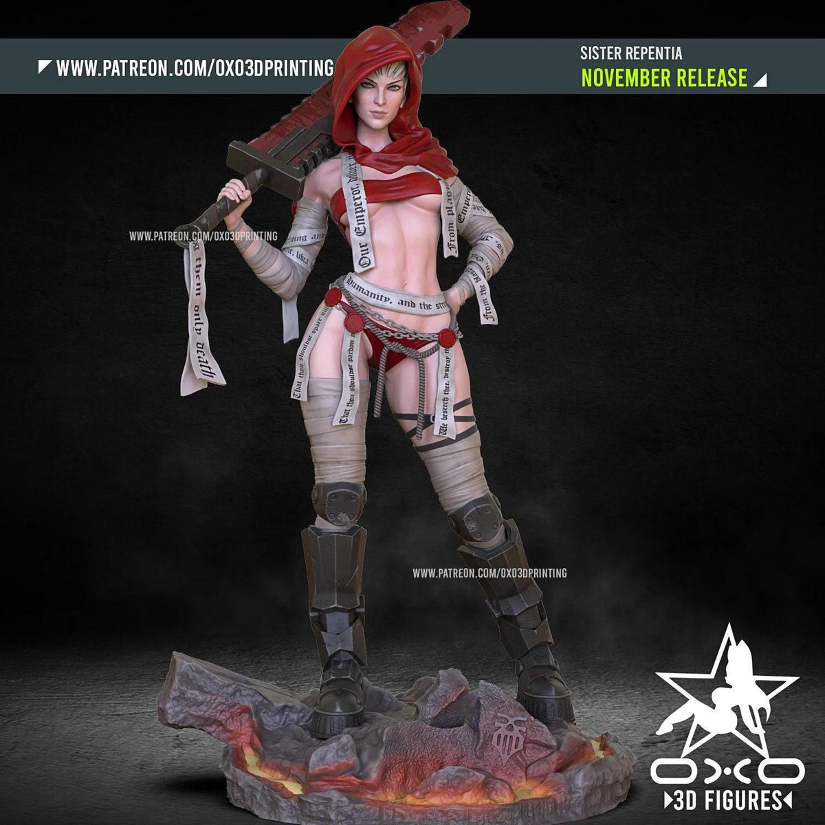 Sister Repentia NSFW 3D Printed Statue – Mature Grimdark Warrior Resin Collectible, Made to Order for Adult Collectors