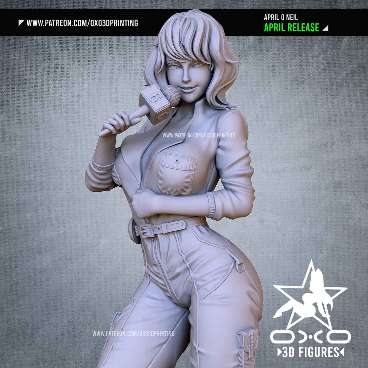 April O'Neal NSFW 3D Printed Statue – Mature Classic Reporter Resin Collectible, Made to Order for Adult Collectors