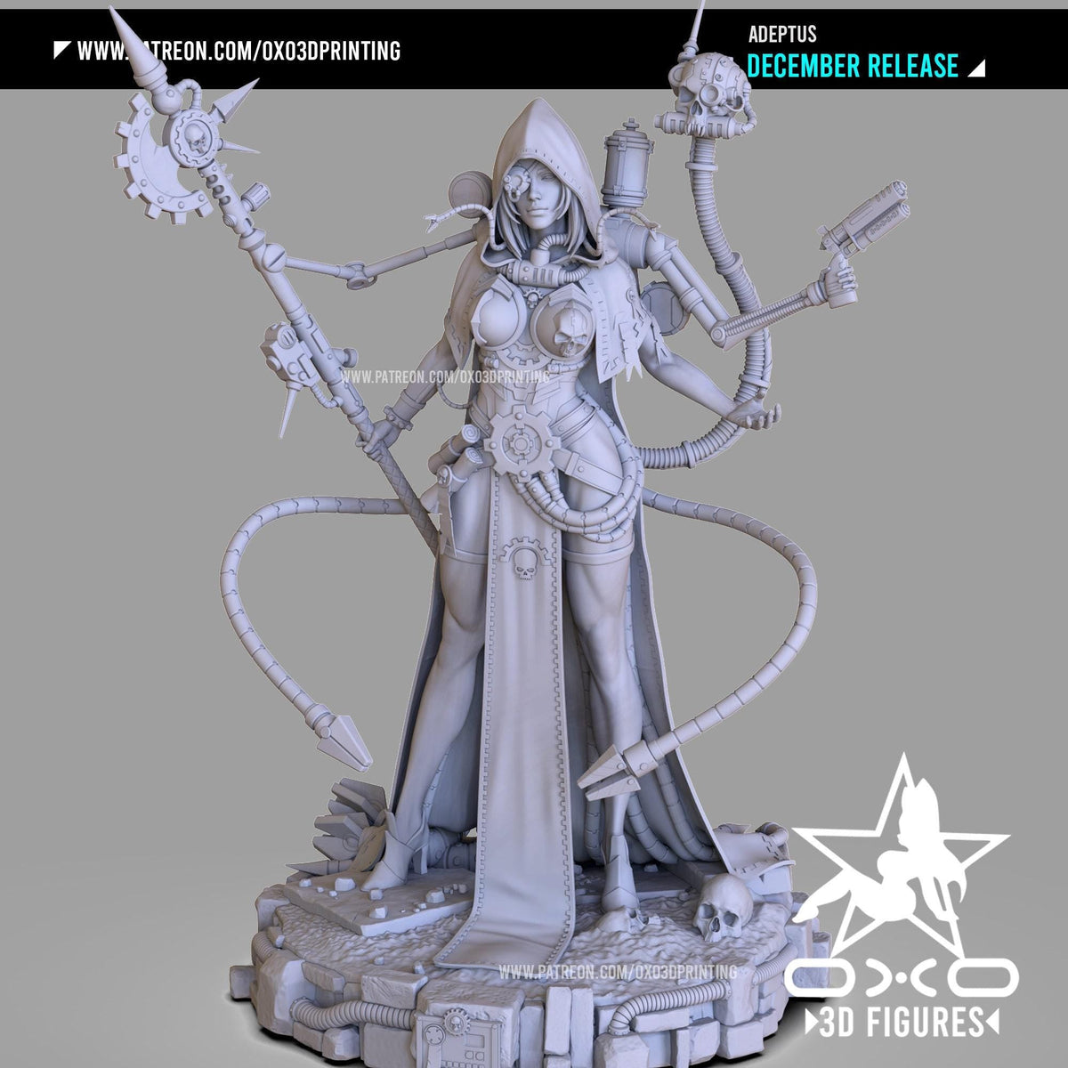 Adeptus Mechanicus NSFW 3D Printed Statue – Mature Tech-Priestess Resin Collectible, Made to Order for Adult Collectors