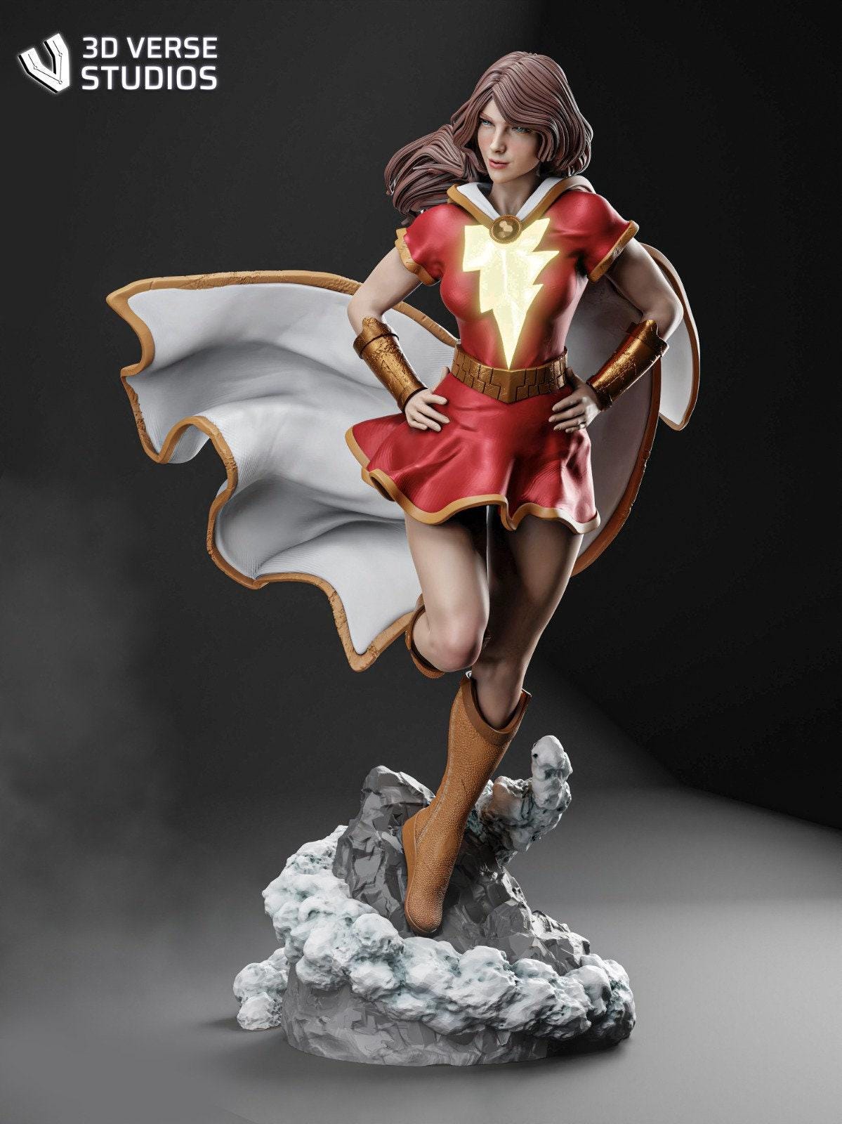 Empowering Justice: Female Shazam 3D Printed Collectible – Heroic Statue for DC Fans