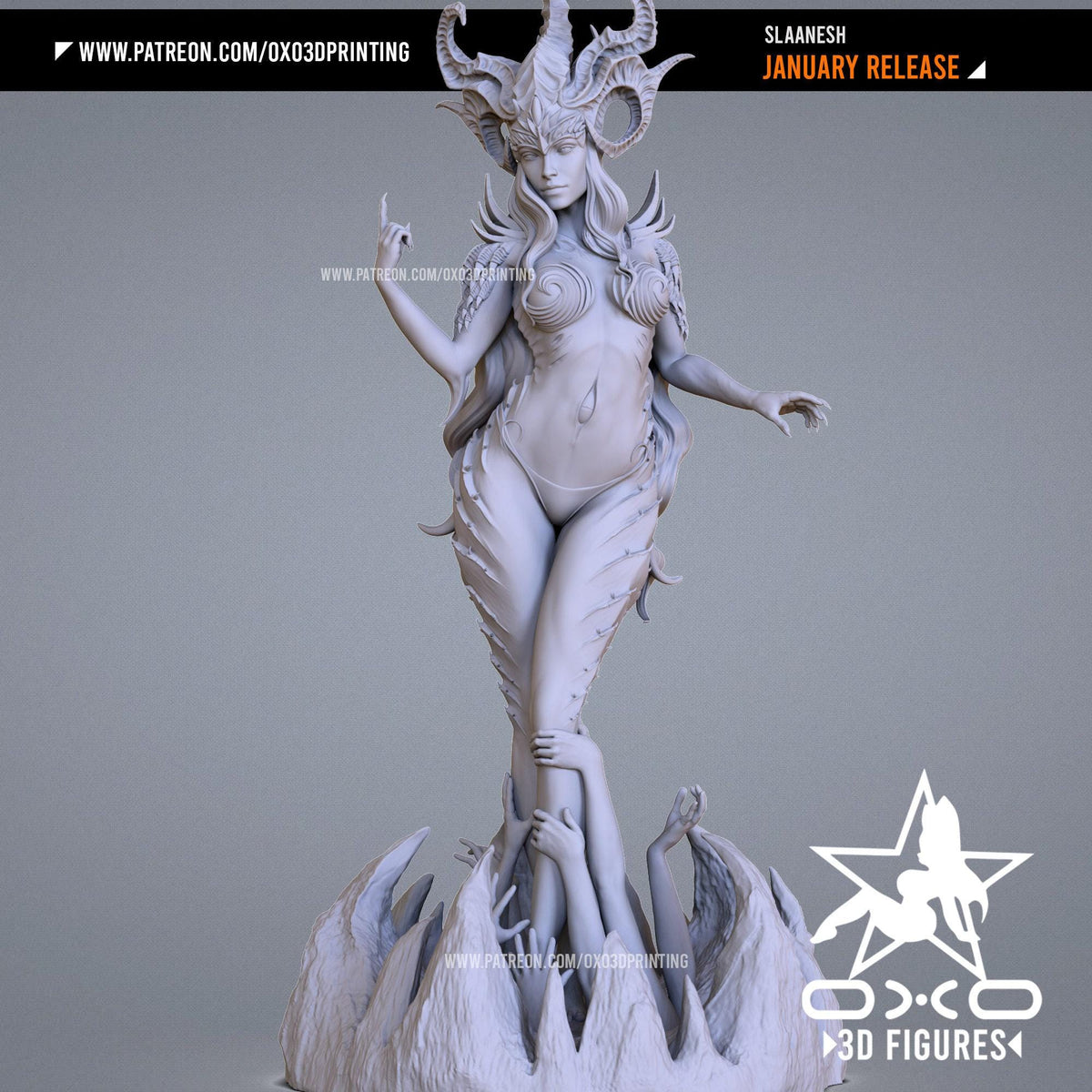 Slaanesh Waifu NSFW 3D Printed Statue – Mature Warhammer-Inspired Resin Collectible, Made to Order for Adult Collectors
