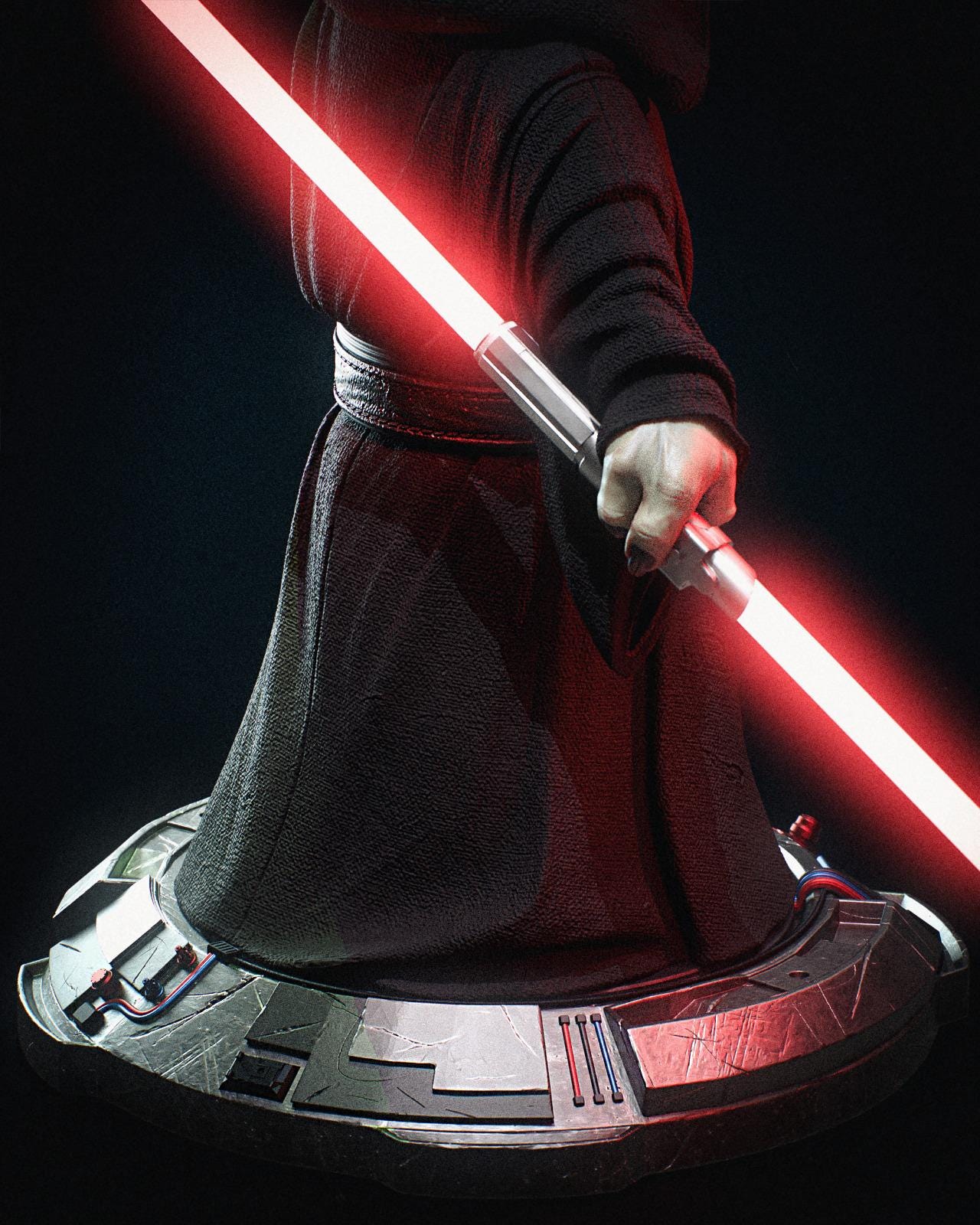 a person holding a light saber in their hand