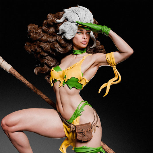 a woman dressed in a costume holding a stick