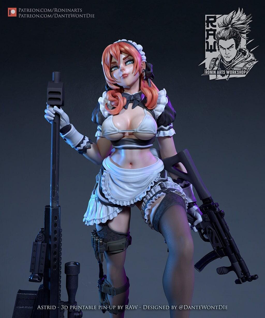 Astrid Pinup NSFW 3D Printed Statue – Mature Pin-Up Art Resin Collectible, Made to Order for Adult Collectors & Fans