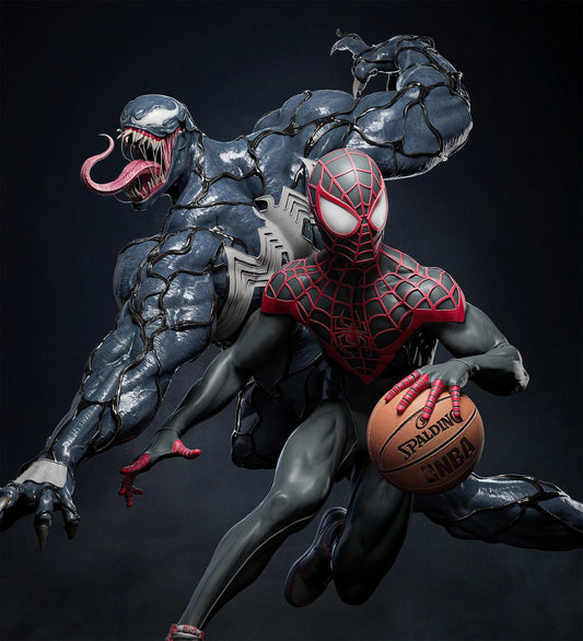Epic Spider-Man vs Venom Basket Match 3D Printed Collectible: Dynamic Marvel Superhero Showdown
