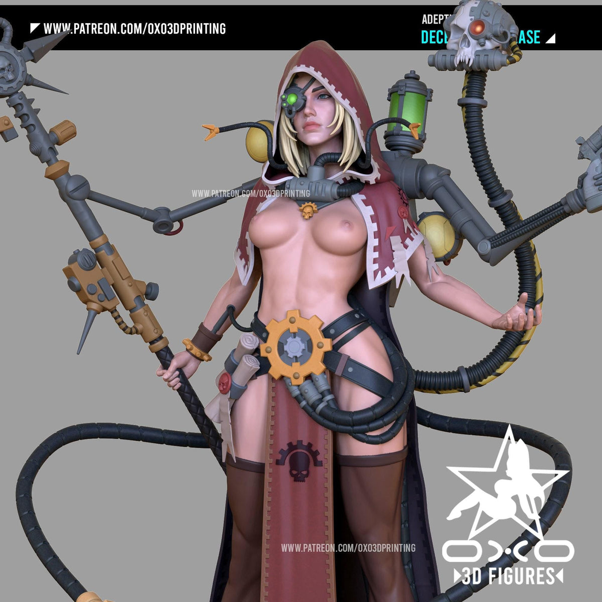 Adeptus Mechanicus NSFW 3D Printed Statue – Mature Tech-Priestess Resin Collectible, Made to Order for Adult Collectors