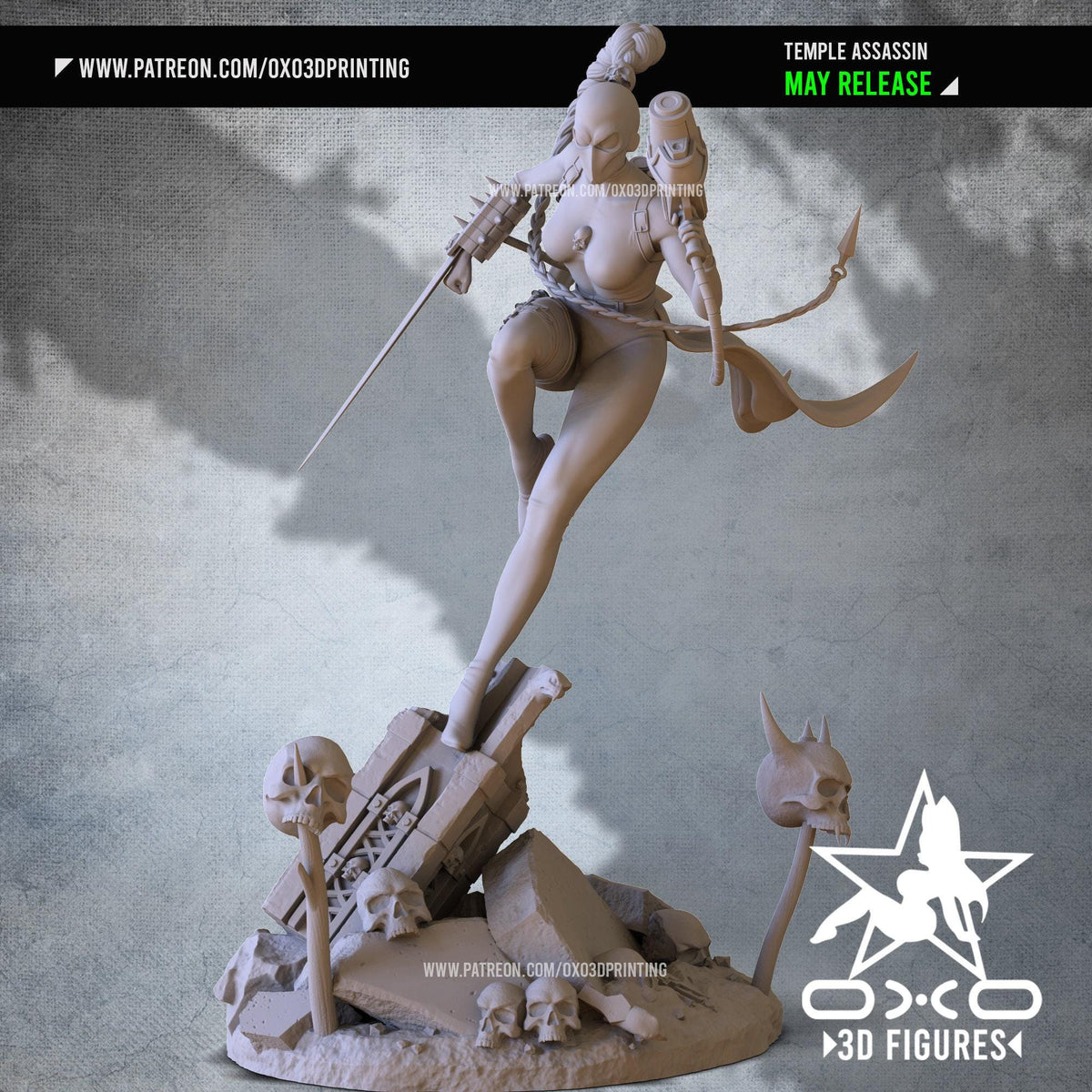 Calli Assassin NSFW 3D Printed Statue – Mature Anime Art Resin Collectible, Made to Order for Adult Collectors & Fans