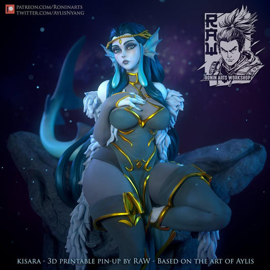 Mermaid Kisara NSFW 3D Printed Statue – Mature Pin-Up Art Resin Collectible, Made to Order for Adult Collectors & Fans
