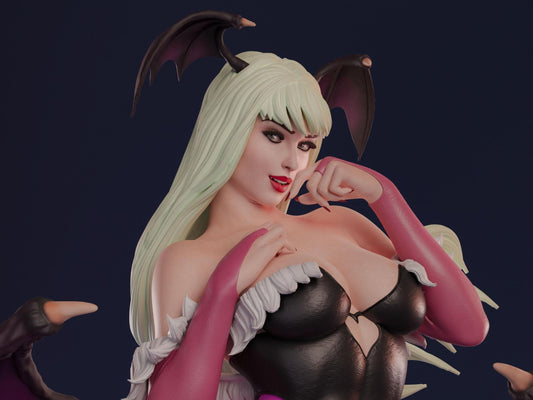 Exclusive Morrigan Aensland 3D Printed Statue | Darkstalkers NSFW Collectible | Hand-Painted Resin Figure
