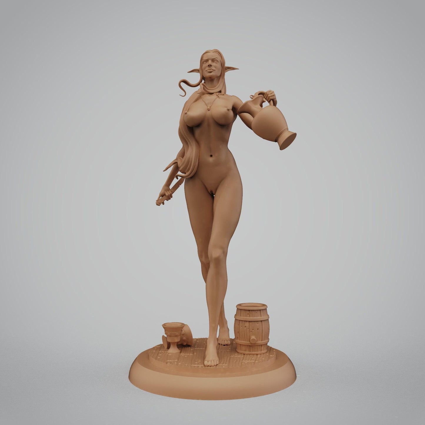 Meet Mirabel, the enchanting Elf Barmaid Collectible Resin Statue. A stunning fantasy miniature for display and tabletop gaming