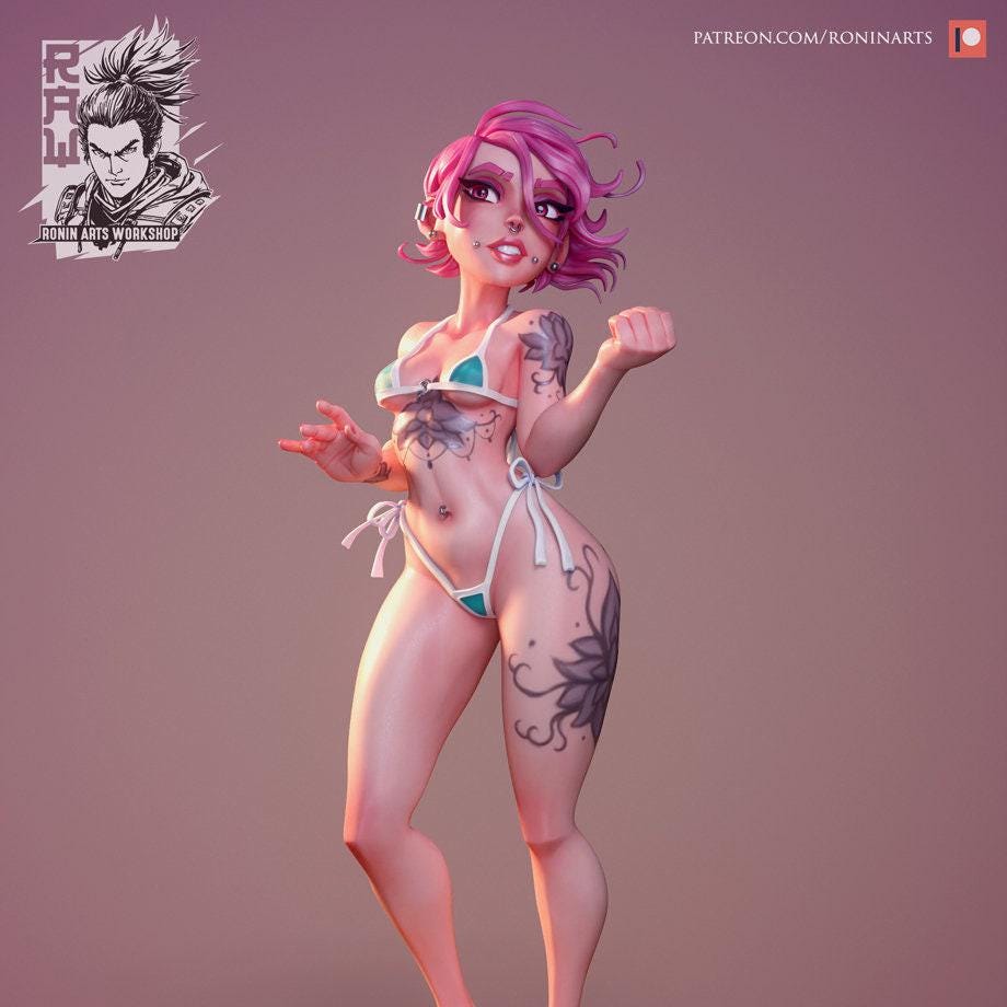 Pin Up Shirley NSFW 3D Printed Statue – Mature Classic Pin-Up Resin Collectible, Made to Order for Adult Collectors