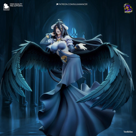 a woman in a blue dress with wings