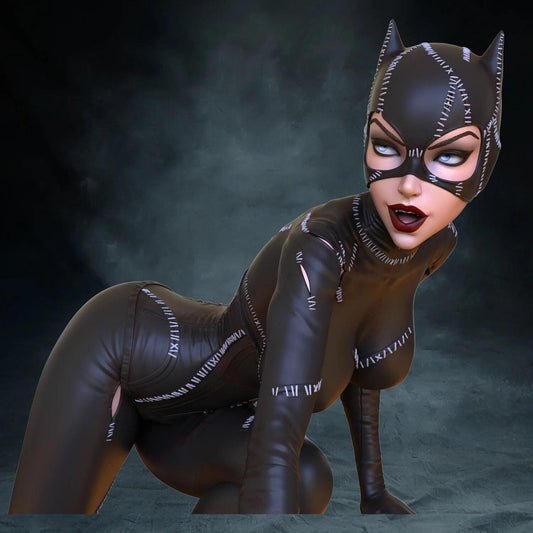 Unleash the Night: Stunning Catwoman 3D Printed Collectible Resin Figure with Optional NSFW Variant for Adults