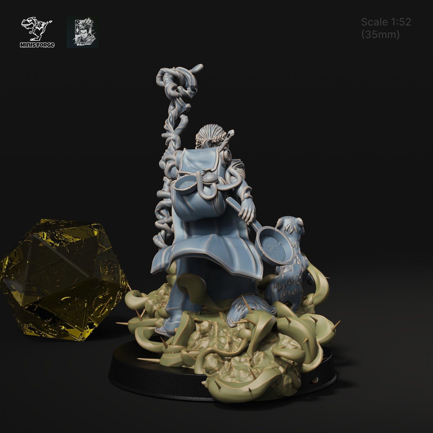 Maara Halfling Druid: Embrace the Magic of Nature with a 3D-Printed Miniature for DnD, Pathfinder, Warsurge, and Tabletop Adventures