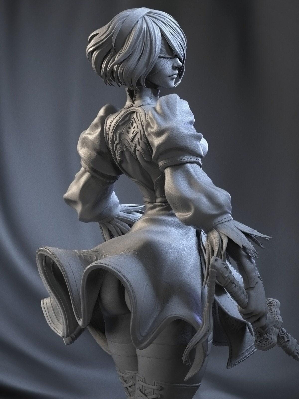 Nier Automata 2B NSFW 3D Printed Statue – Mature YoRHa Android Resin Collectible, Made to Order for Adult Collectors