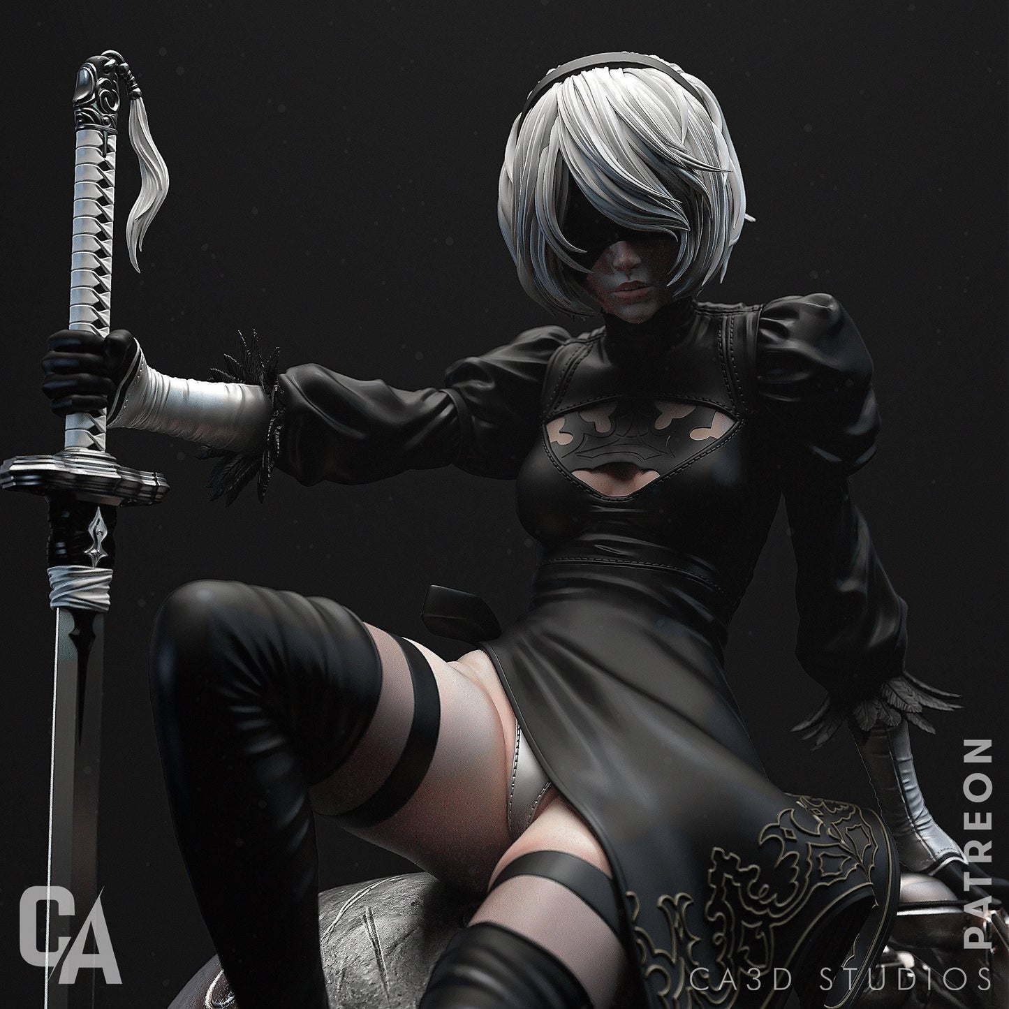Immerse in Nier Automata: 2B Collectible Statue - Hand Painted or Unpainted Resin Kit with Optional NSFW