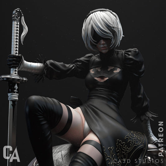 Immerse in Nier Automata: 2B Collectible Statue - Hand Painted or Unpainted Resin Kit with Optional NSFW