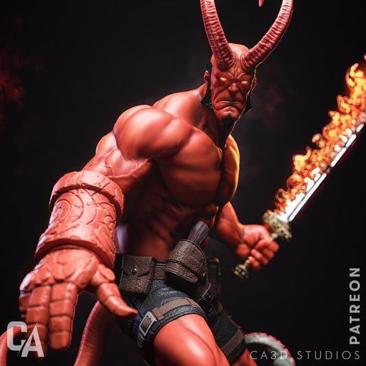 Hellboy Hand-Painted 3D Printed Statue - Iconic Dark Horse Comics Collectible Figure