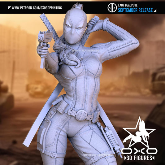 Lady Deadpool NSFW 3D Printed Statue – Mature Marvel Merc Variant Resin Collectible, Made to Order for Adult Collectors