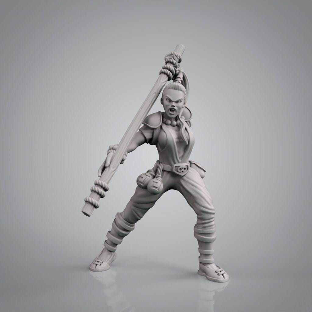 Warrior Monk 3D Print Collectible Resin Miniature dnd Pathfinder ttrpg wargames d20 rpg 28mm 32mm 35mm 40mm 54mm 75mm