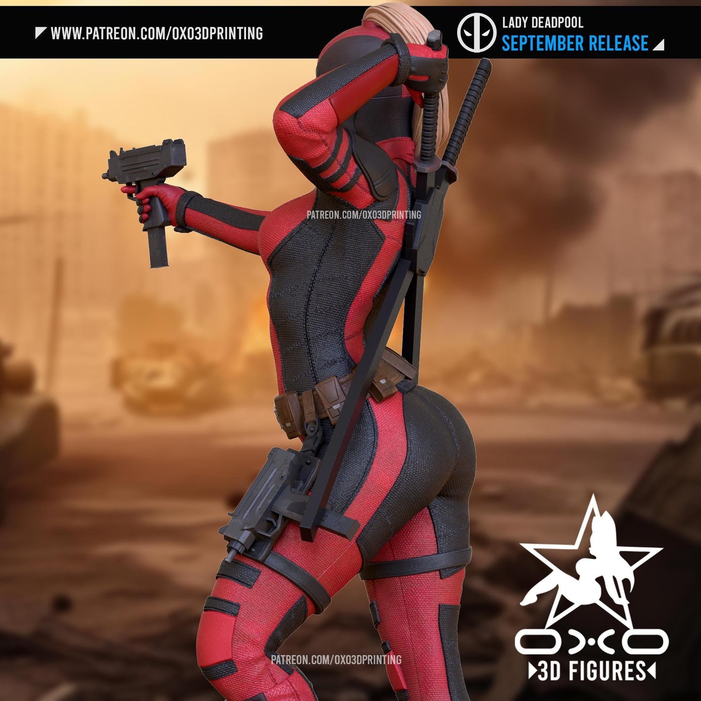 Lady Deadpool 3D Printed Collectible Statue: Merc with a Mouth Figure
