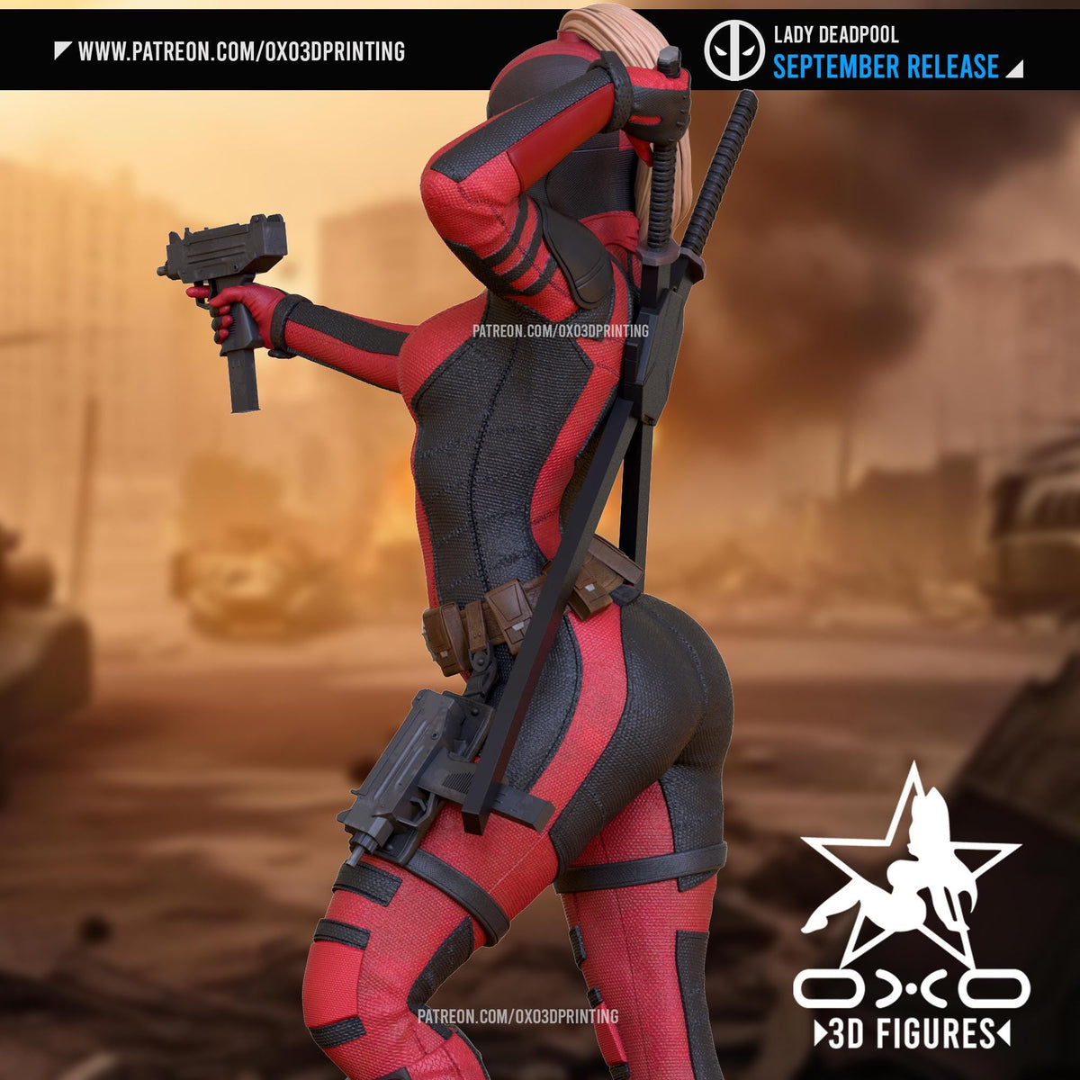 Lady Deadpool NSFW 3D Printed Statue – Mature Marvel Merc Variant Resin Collectible, Made to Order for Adult Collectors