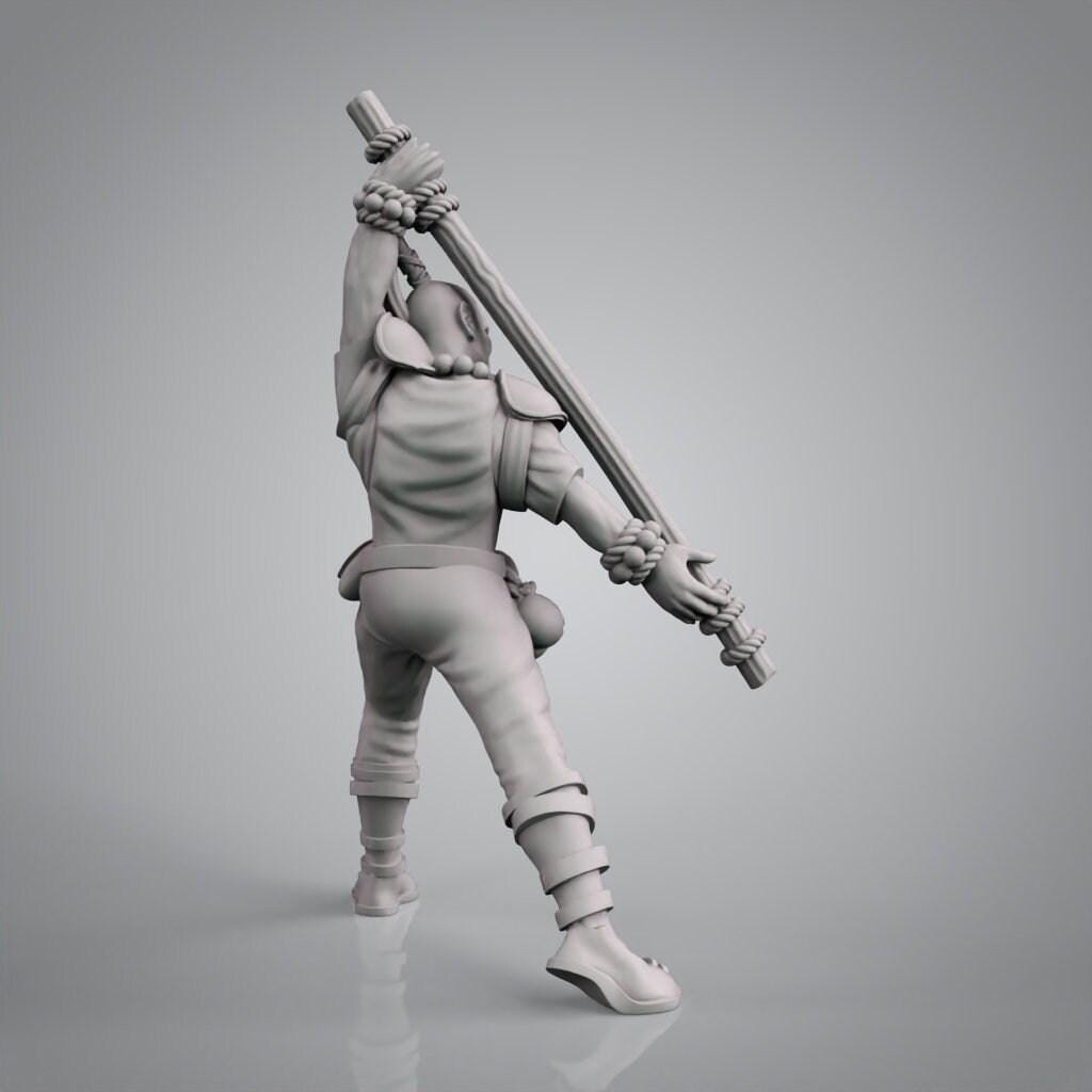 Warrior Monk 3D Print Collectible Resin Miniature dnd Pathfinder ttrpg wargames d20 rpg 28mm 32mm 35mm 40mm 54mm 75mm