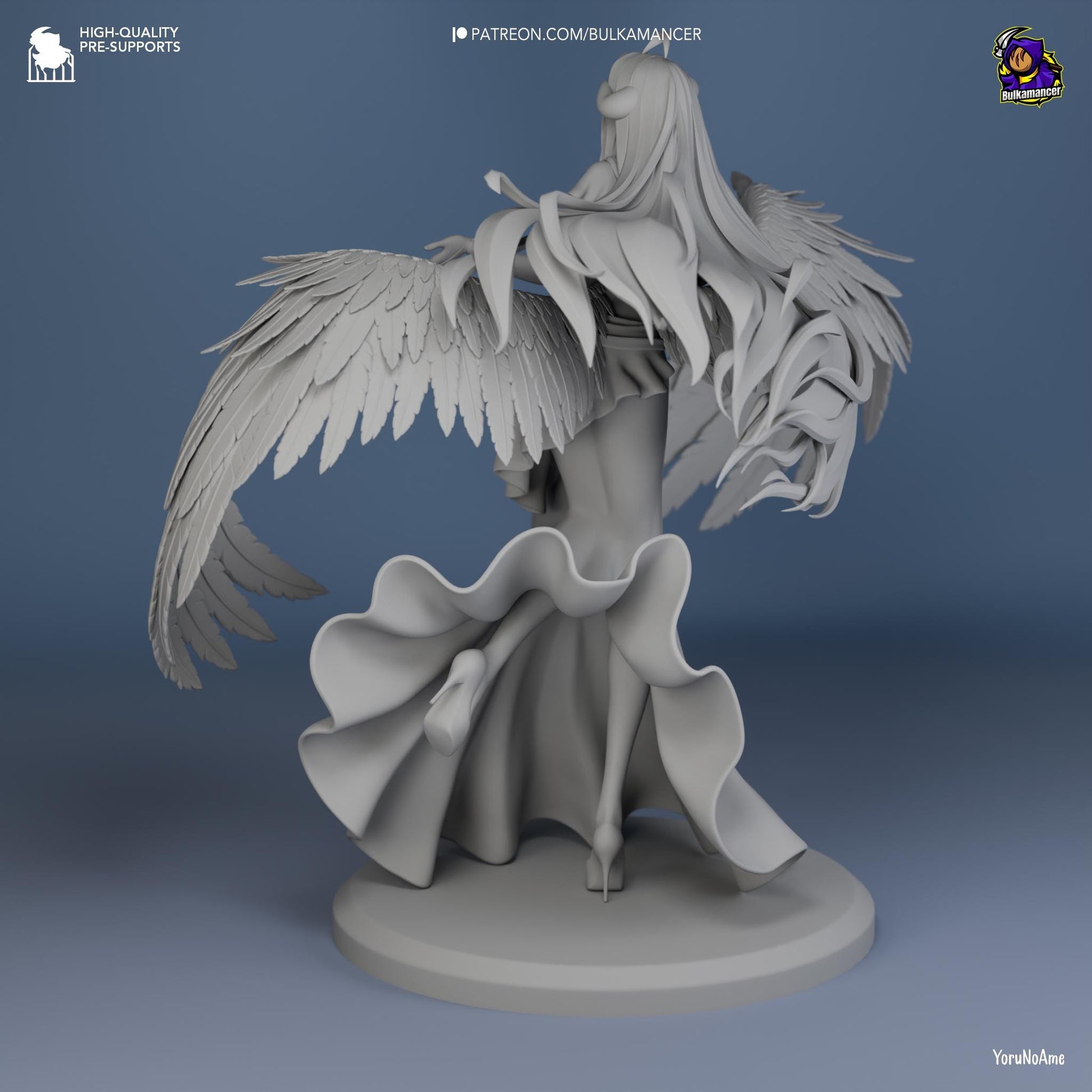a statue of a woman with white wings