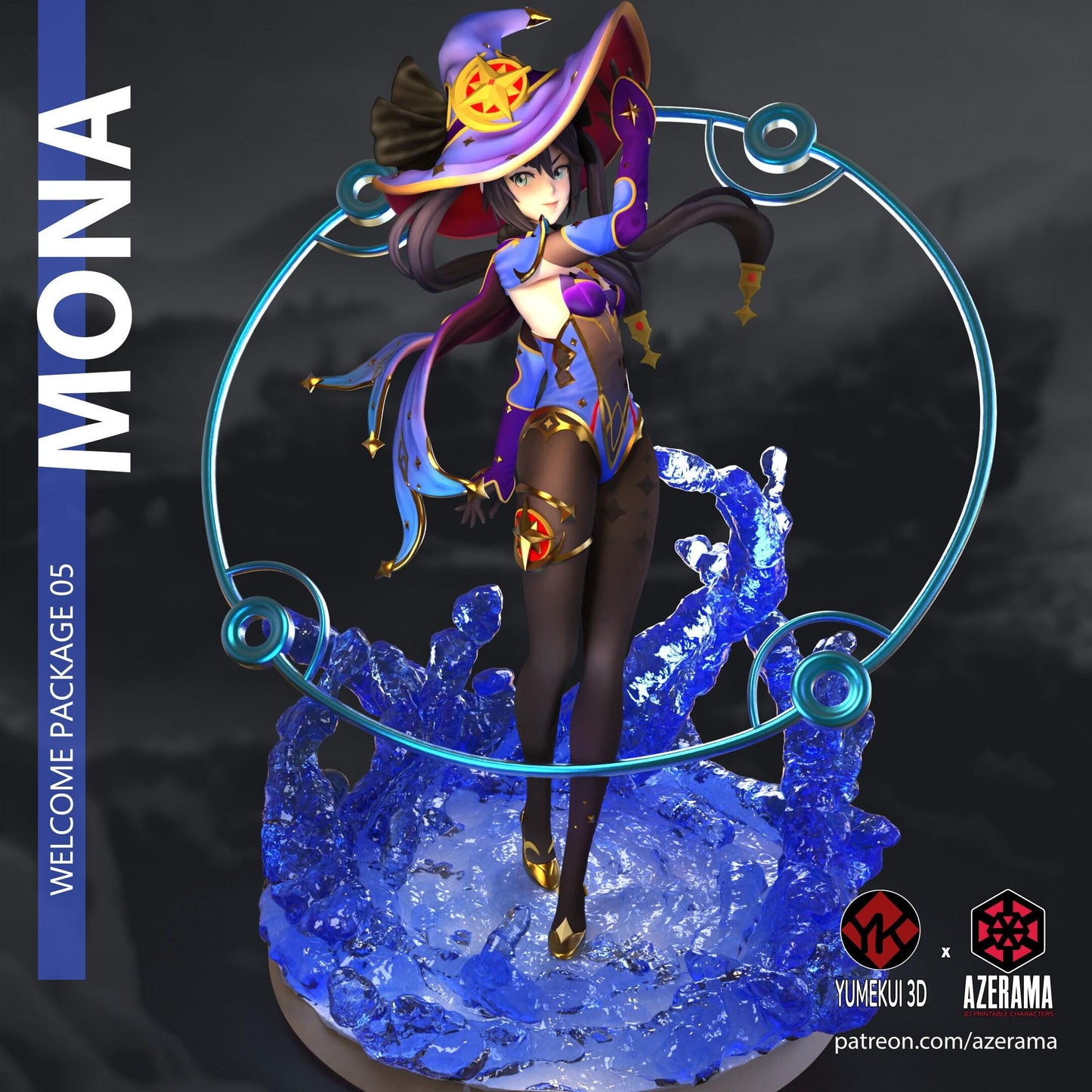 Mystical Astrologist: Mona 3D Print Collectible Statue – Genshin Impact Figure with NSFW Option