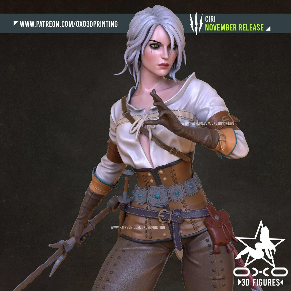 Ciri Witcher NSFW 3D Printed Statue – Mature Ashen-Haired Warrior Resin Collectible, Made to Order for Adult Collectors