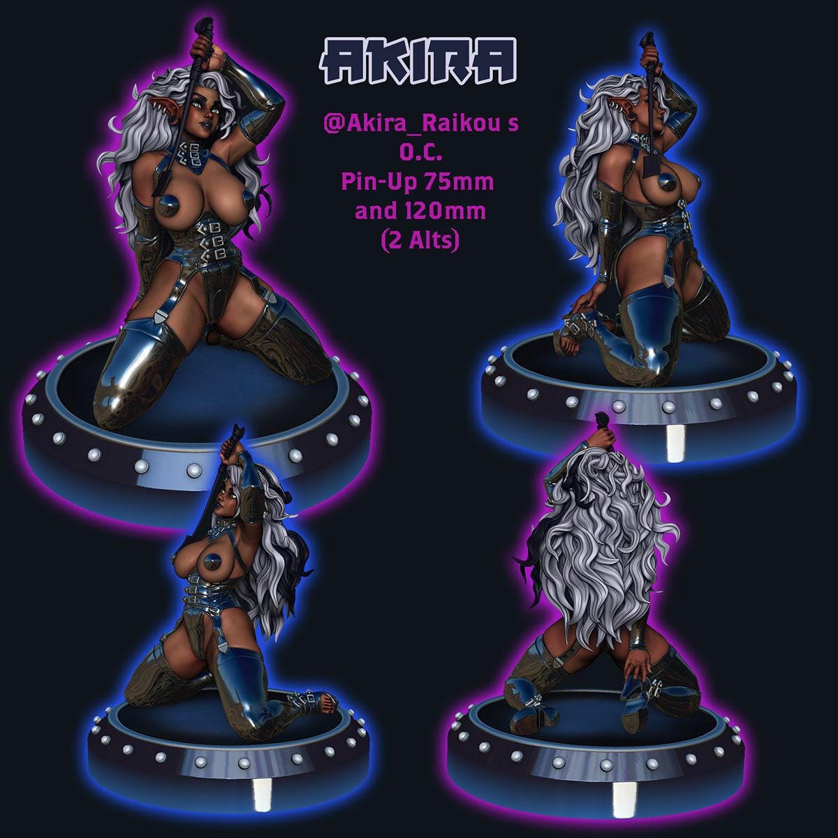 Akira Elf Domina NSFW 3D Printed Statue – Mature Dark Elf Resin Collectible, Made to Order for Adult Collectors & Fans