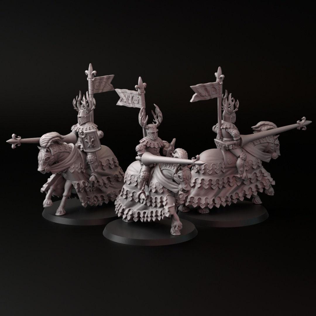 Green Knights 3D Print Collectible Resin Miniature dnd Pathfinder ttrpg wargames d20 rpg 28mm 32mm 35mm 40mm 54mm 75mm dungeons and dragons