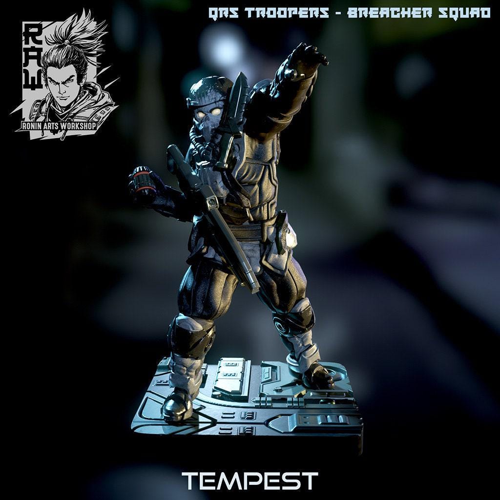 Breacher Squad Gamma, 35 mm, 54 mm, 3D Printed miniature, cyberpunk model, cyberpunk 3d model