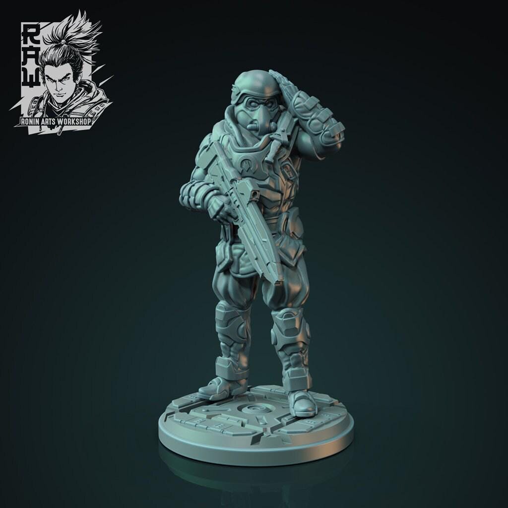 Judge "QRS" Trooper - Unpainted 35mm Cyberpunk Miniature - Enforcer Figure