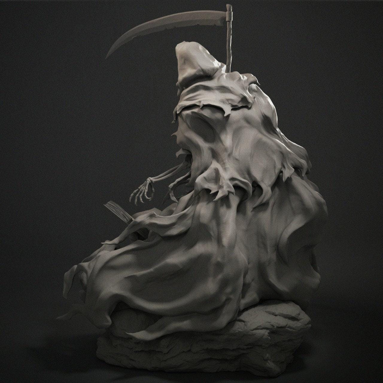 Grim Reaper Collectible Statue 3D Printed Resin Figure | Hand Painted or Unpainted Fantasy Horror Decor