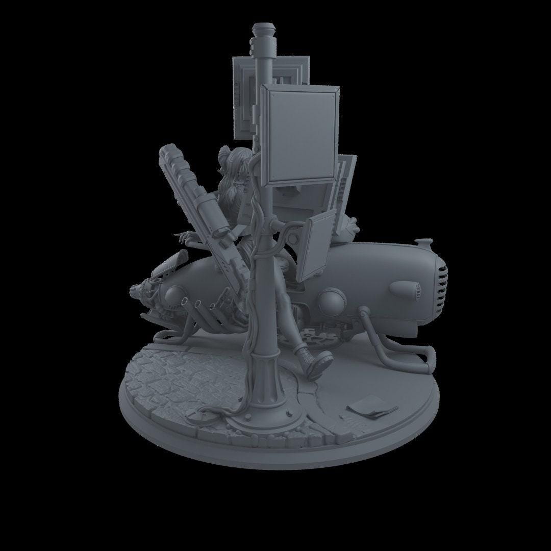 Future Biker Babe NSFW 3D Printed Statue – Mature Sci-Fi Pin-Up Resin Collectible, Made to Order for Adult Collectors