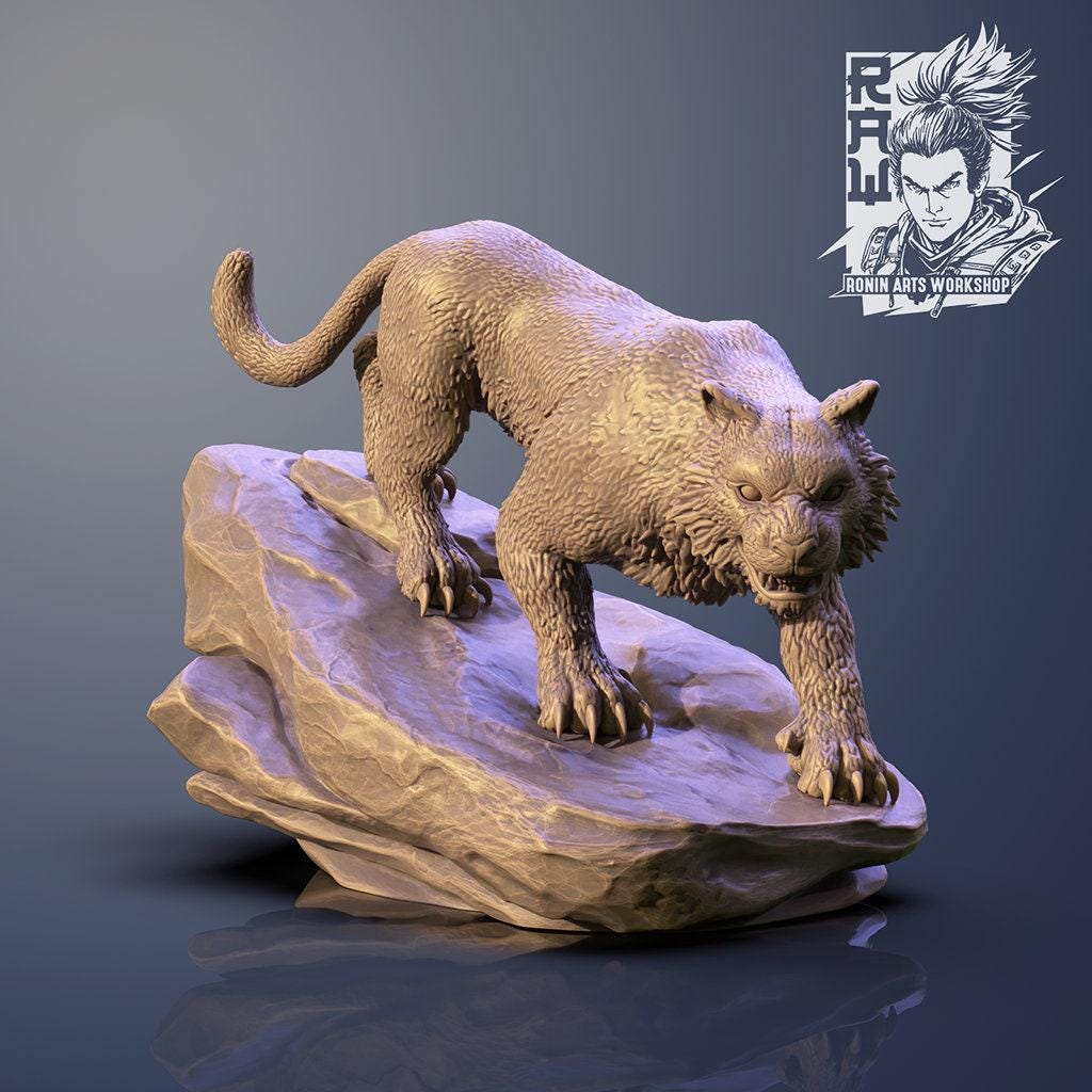 Panther and Tiger Collectible Miniature, 35 mm, Feline Fury, Tabletop miniatures, Collectible figurines, Pathfinder, dungeons and dragons