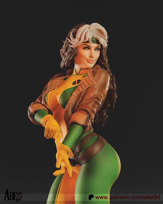 Dynamic Rogue X-Men 3D Printed Miniature Statue: Iconic Marvel Heroine Fan Art Collectible Figure