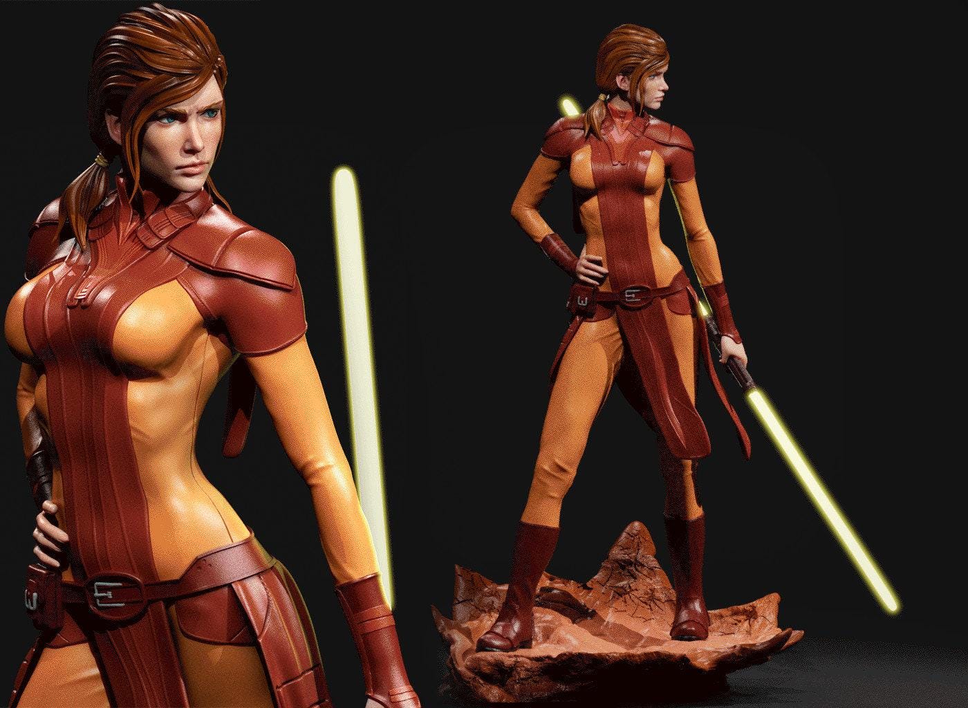 Bastila Shan 3D Printed Statue Collectible Miniature Figure NSFW Pin Up Painted SWTOR